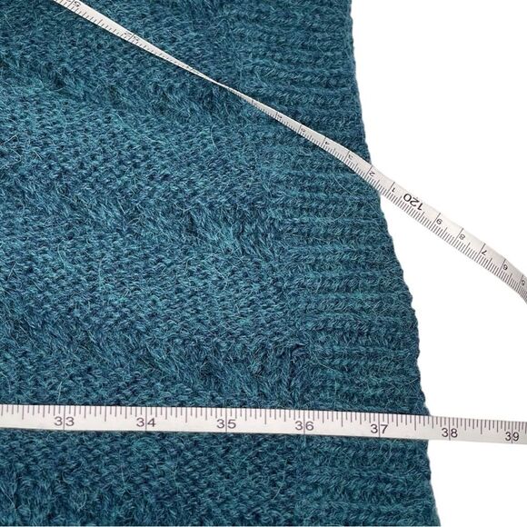 Nanette Lepore Alpaca Wool Blend Blue Fringe oversized Cardigan Sweater Sz XS/S - Picture 7 of 8